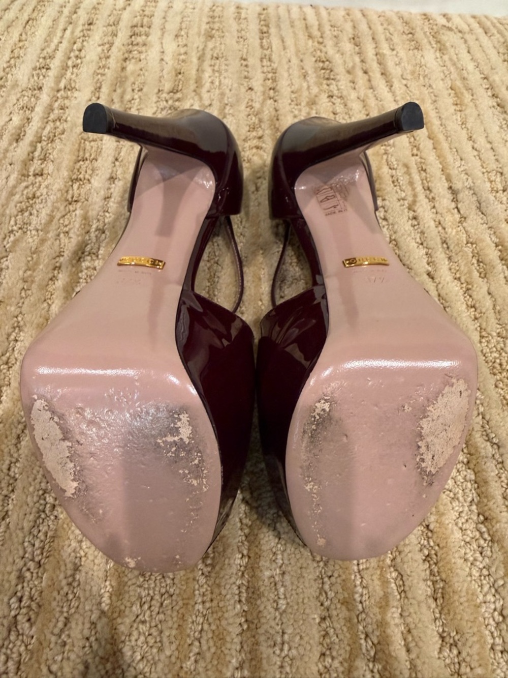 Gucci Patent Leather Peep-Toe Heels in Burgundy - Picture 6 of 8